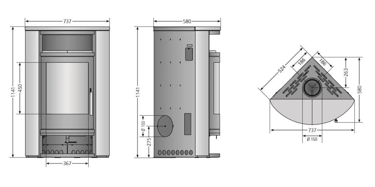 Kaminofen ORANIER Polar Eck Kaminofen ORANIER Polar Eck -Heizungsanlagen Geschaft 011401009 stahl gussgrau 2 2 6357