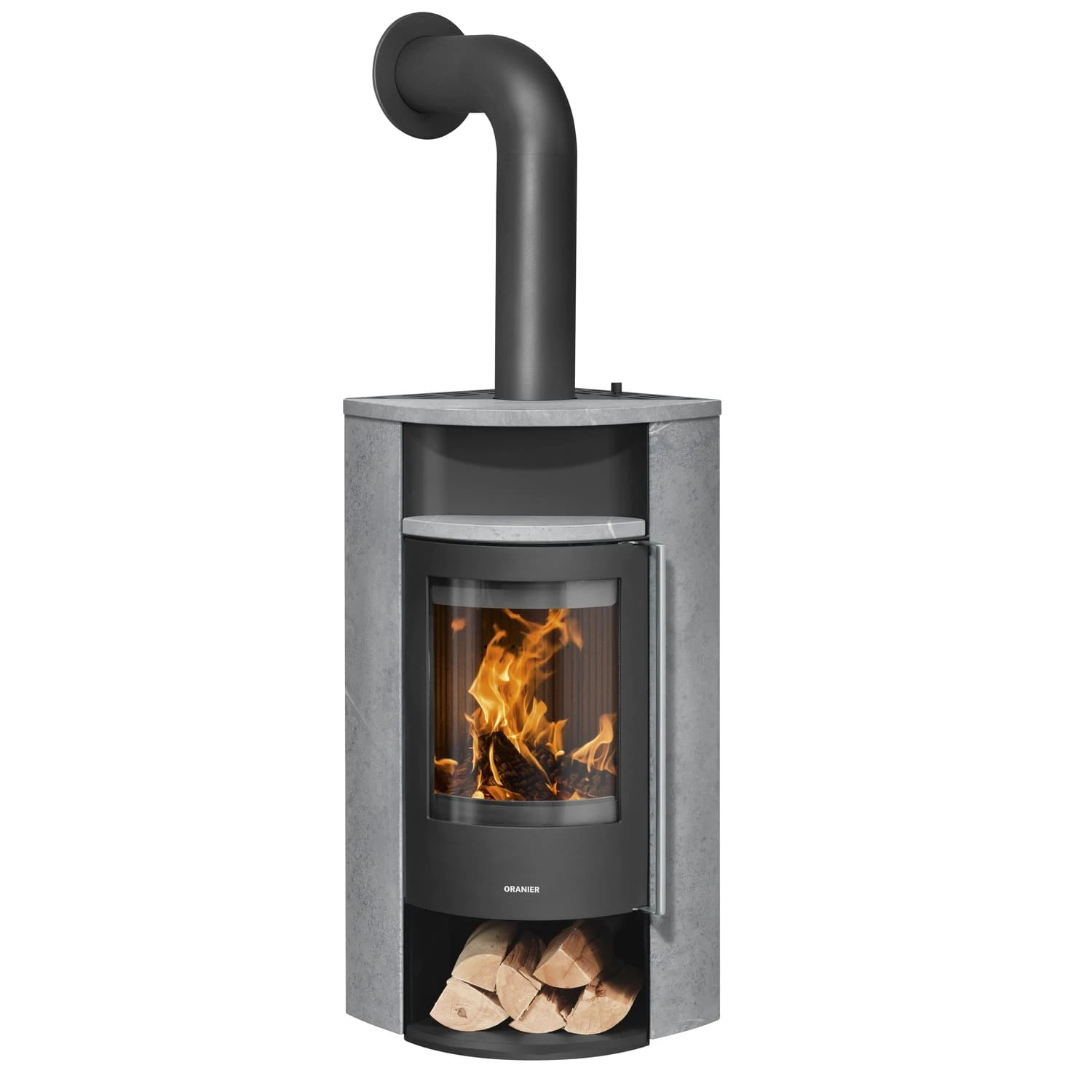 Kaminofen ORANIER Polar Neo Eck Kaminofen ORANIER Polar Neo Eck -Heizungsanlagen Geschaft 5486 23 Polar Neo Eck StahlSchwarz Speckstein Holzfach offen F nL 1 102234