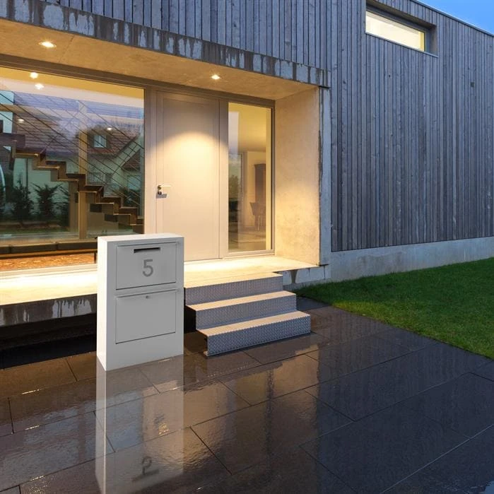 Briefkasten ADEZZ Paca mit Paketfach | aus Aluminium | weiß Briefkasten ADEZZ Paca Mit Paketfach | Aus Aluminium | Weiß -Heizungsanlagen Geschaft briefkasten adezz paca aluminium milieu 4 28005