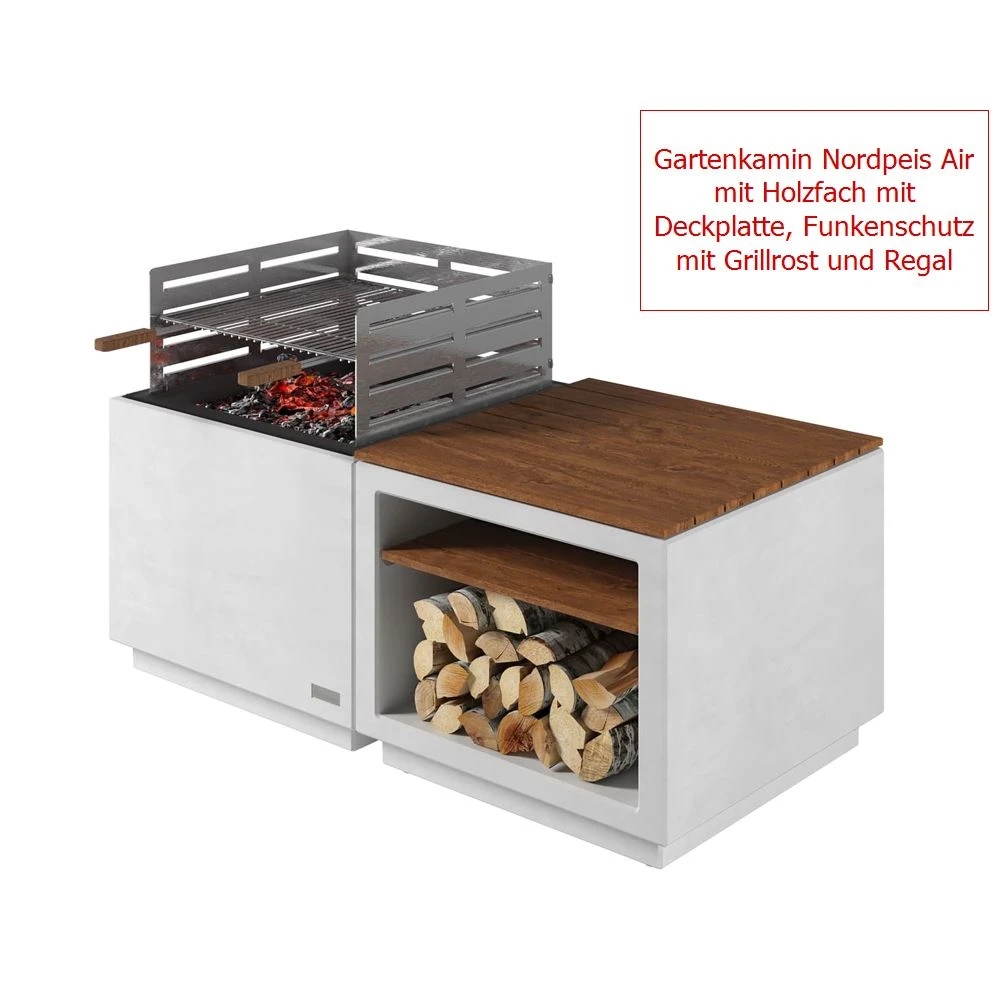 Holzfach Nordpeis für Gartenkamin Air Holzfach Nordpeis Für Gartenkamin Air -Heizungsanlagen Geschaft gartenkamin nordpeis air mit holzfach deckplatte funkenschutz mit grillrost regal mit text 3 83075