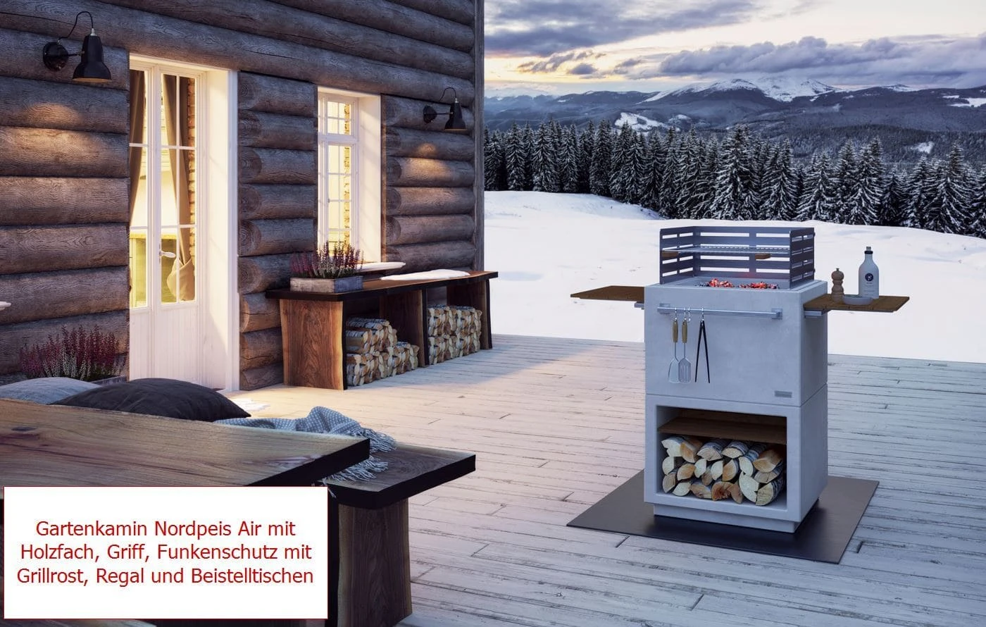 Holzfach Nordpeis für Gartenkamin Air Holzfach Nordpeis Für Gartenkamin Air -Heizungsanlagen Geschaft gartenkamin nordpeis air mit holzfach griff funkenschutz mit Grillrost regal beistelltischen milieu text 4 83093