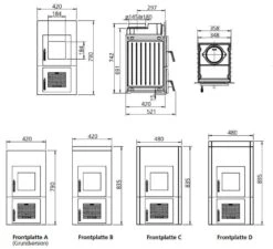 Kachelofeneinsatz LEDA Rubin K17 -Heizungsanlagen Geschaft kachelofeneinsatz leda rubin k17 abmessungen10jpg 4 9467
