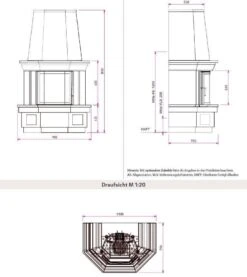 Kaminbausatz Camina S4 Front | Prismatische Scheibe -Heizungsanlagen Geschaft kaminbausatz camina s4 front abmessungenjpg 3 7729