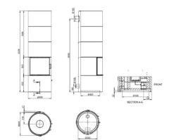 Kaminbausatz Nordpeis Salzburg R High | Gebogene Scheibe -Heizungsanlagen Geschaft kaminbausatz nordpeis salzburg r high abmessungen 3 95960