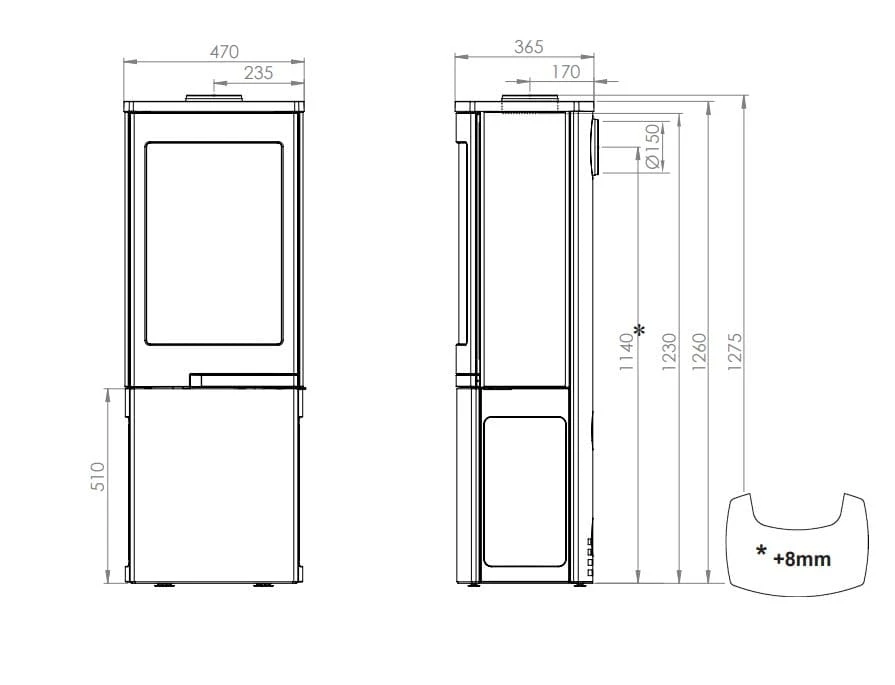 Kaminofen Nordpeis Duo 2 Kaminofen Nordpeis Duo 2 -Heizungsanlagen Geschaft kaminofen nordpeis duo 2 abmessungen 4 58505