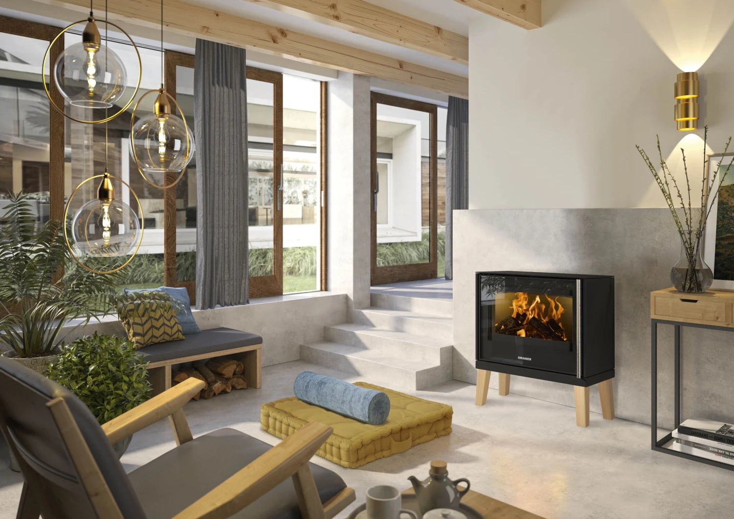 Kaminofen ORANIER Ziva Kaminofen ORANIER Ziva -Heizungsanlagen Geschaft kaminofen oranier ziva mit holzfuessen milieu 6 109593